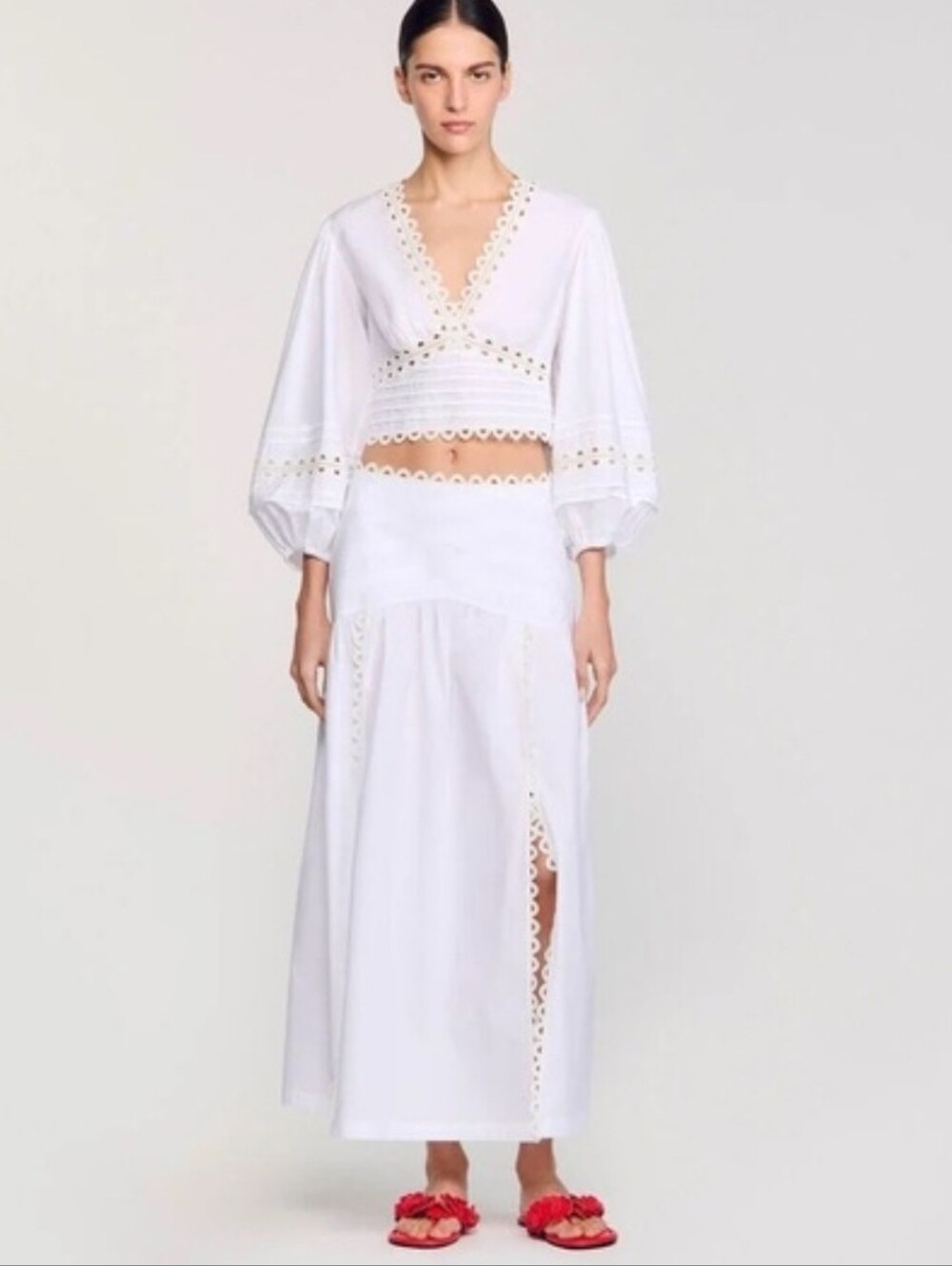NWT | Sandro Chica White Maxi Skirt | Size 34 FR - Picture 2 of 12